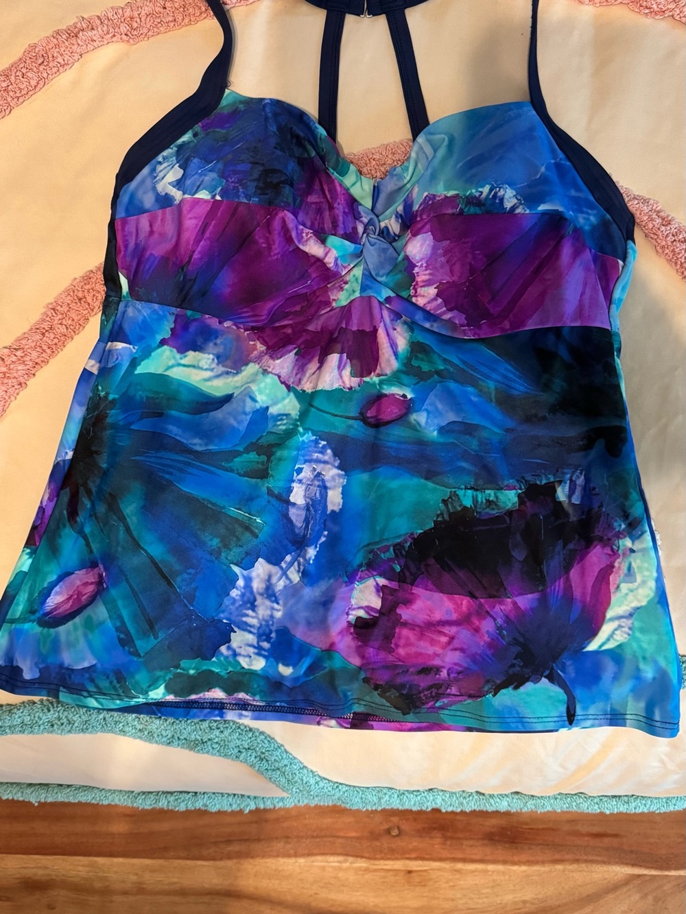Title Nine Women's Multi-Color Blue Purple Floral Tankini Top